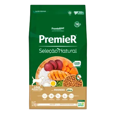 Racao Premier Selecao Natural Caes Adultos Frango Korin 12kg frente